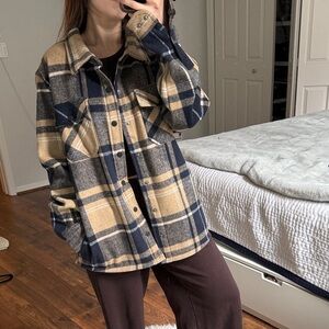 Dakine Men's Checkered Shirt Jacket - Tan and Black